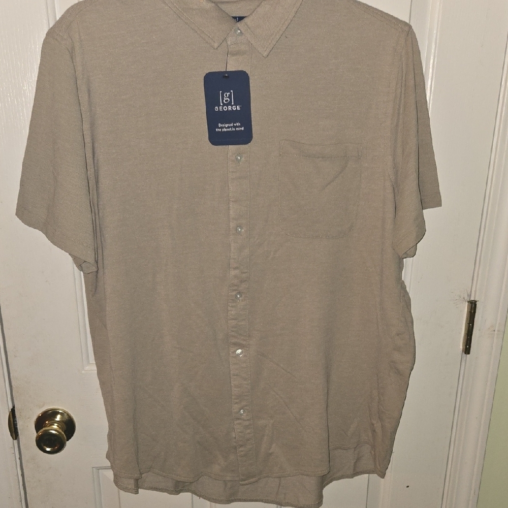 George Men's Tan Casual Button Down Shirt